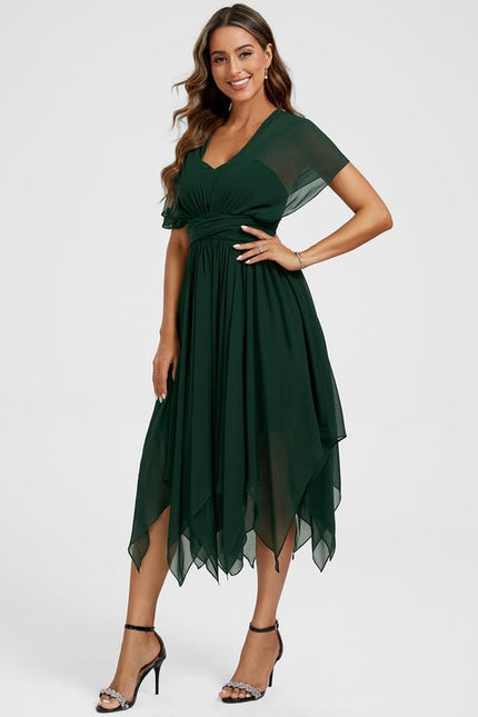 Robe Trapèze Mousseline Émeraude - gallery 6