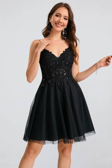 Robe Trapèze Tulle Noire - gallery 3