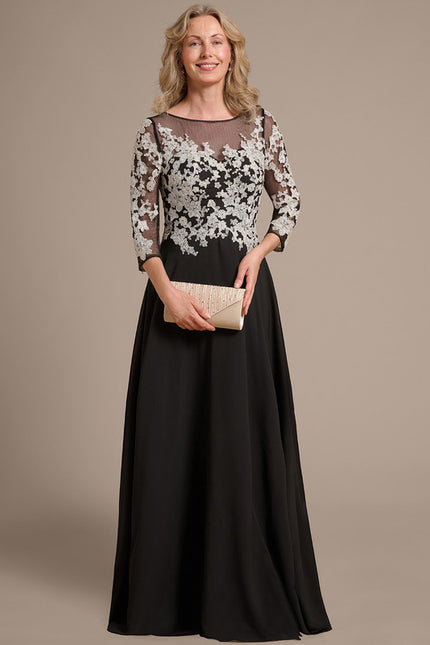 Robe Trapèze Élégante Noir Opalescent - gallery 4
