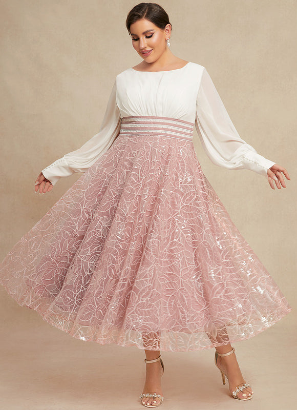 Robe Trapèze Chiffon Rosée - gallery 8