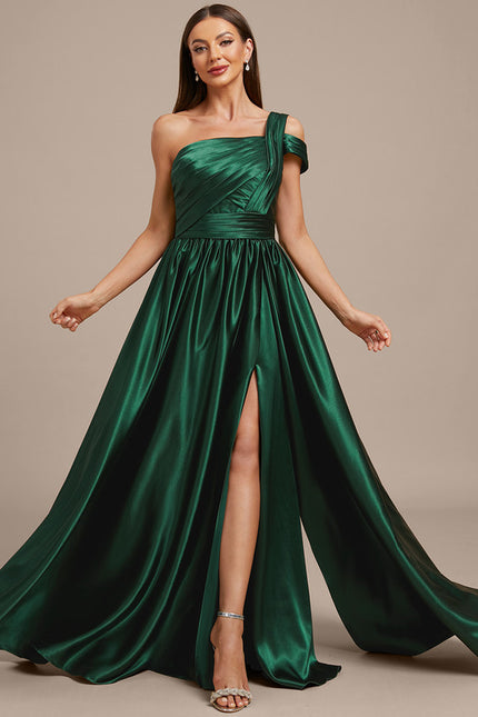 Robe Trapèze Éclat Satiné Vert