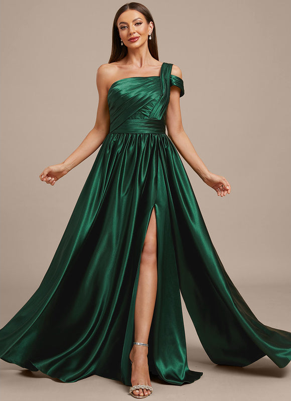 Robe Trapèze Éclat Satiné Vert