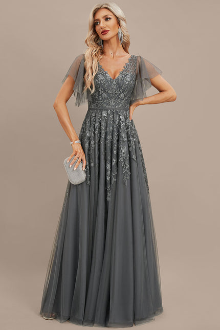 Robe Trapèze Élégance Grise Tulle - gallery 5