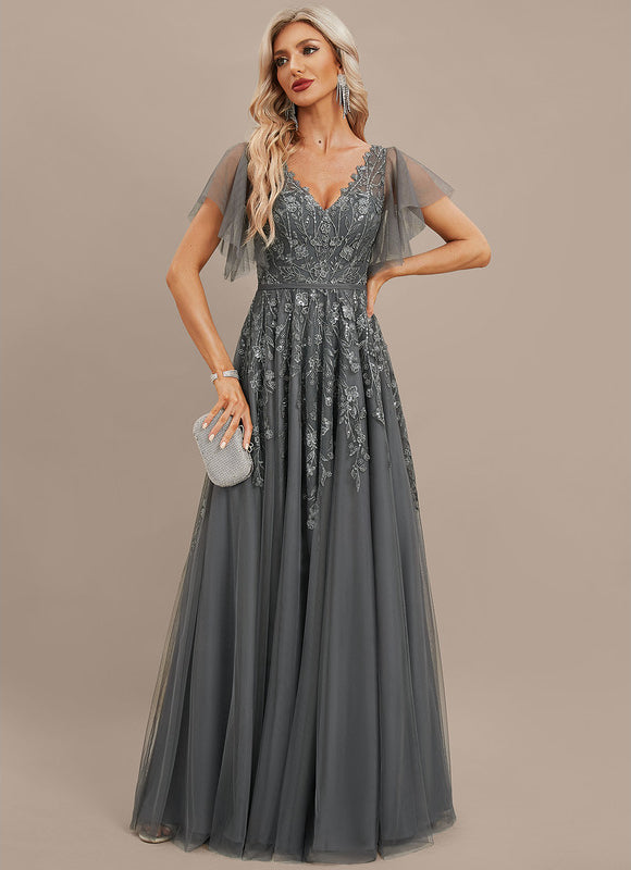 Robe Trapèze Élégance Grise Tulle - gallery 5
