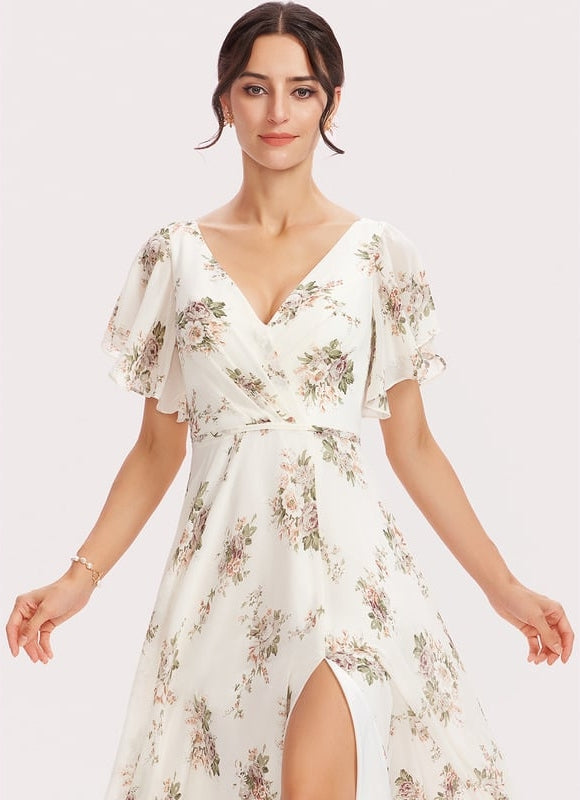 Robe Trapèze Longue Beige Élégante - gallery 3