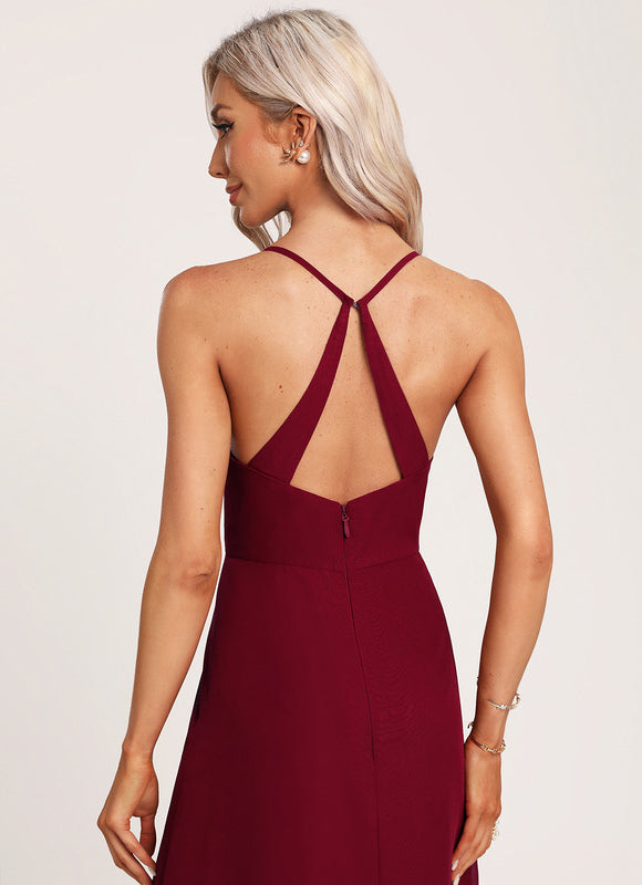 Robe Trapèze Longue Beige Élégante - gallery 4