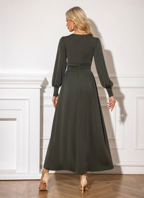 Robe Trapèze Maxi Asymétrique Sage - gallery 1