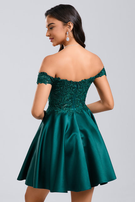 Robe Trapèze Éclat Émeraude Satiné - gallery 4