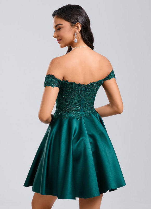 Robe Trapèze Éclat Émeraude Satiné - gallery 4