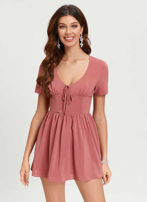 Robe Trapèze Verte Florale - gallery 3