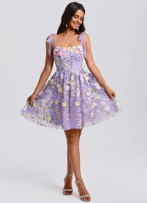 Robe Trapèze Fleurie Lavande - gallery 3