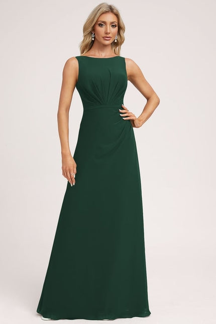 Robe Trapèze Verte Mousseline Longue