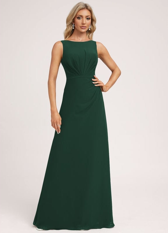 Robe Trapèze Verte Mousseline Longue