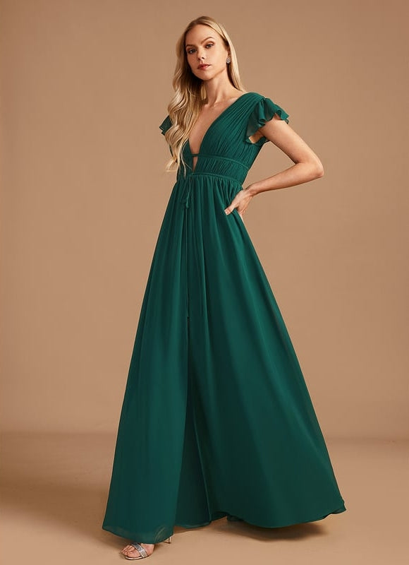 Robe Trapèze Longue Beige Élégante - gallery 5