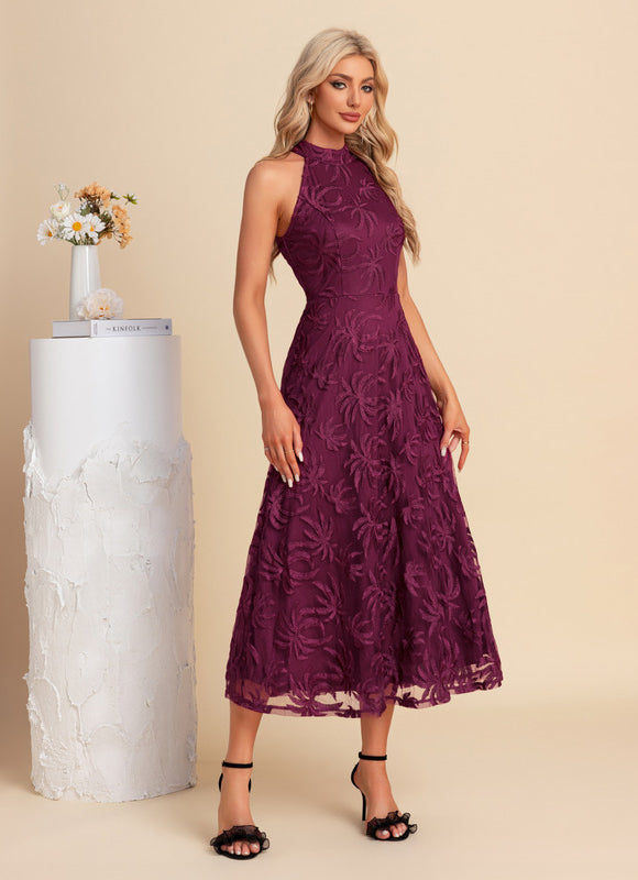 Robe Trapèze Violette Dentelle - gallery 3