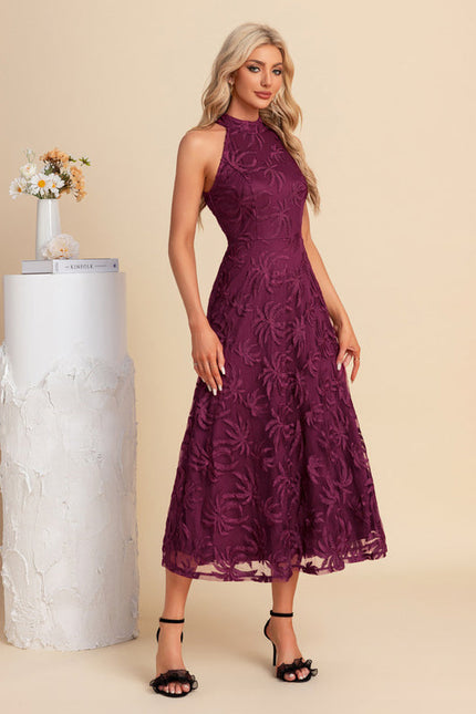 Robe Trapèze Violette Dentelle - gallery 3