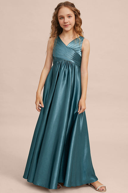 Robe Trapèze Satinée Longue Émeraude - gallery 6
