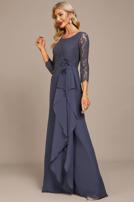 Robe Trapèze Bleue Vintage Soirée - gallery 1