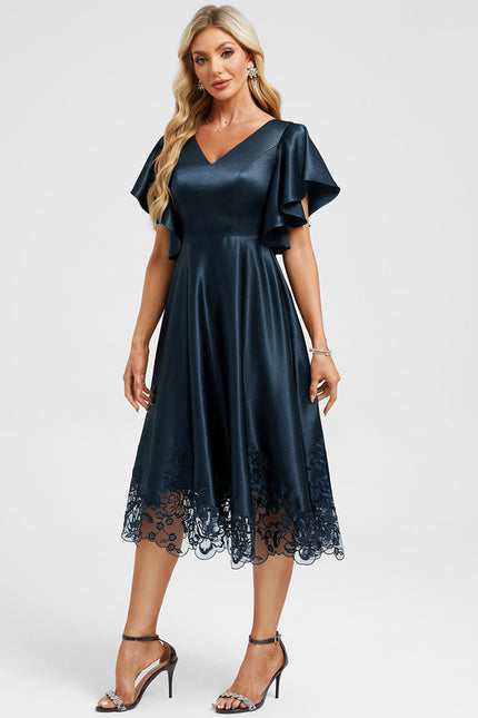 Robe Trapèze Élégante À Dentelle - gallery 4