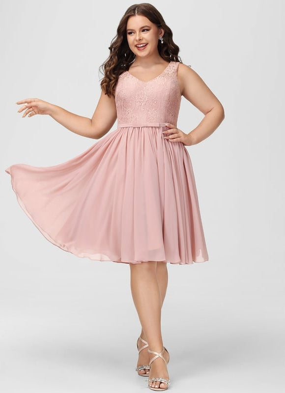 Robe Trapèze Rose Pastel Dentelle Mousseline - gallery 4