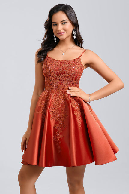 Robe Trapèze Satinée Écarlate - gallery 1