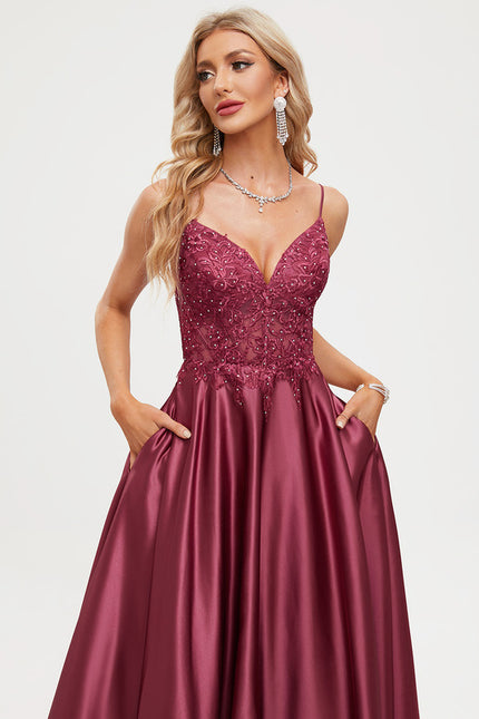 Robe Trapèze Bordeaux Brillant - gallery 3
