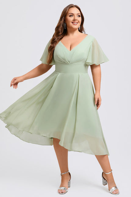 Robe Trapèze Flottante Verte - gallery 8