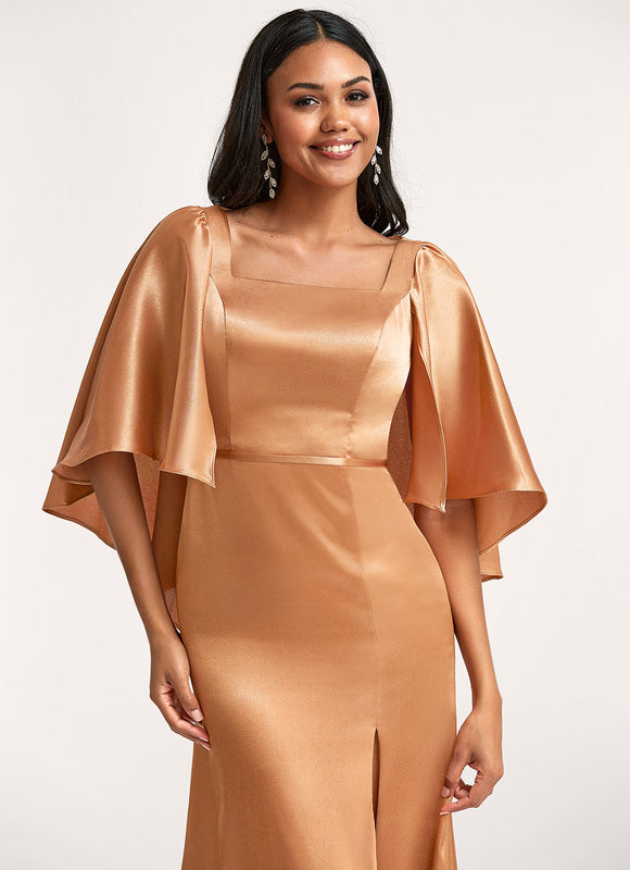 Robe Trapèze Satinée Dorée - gallery 3