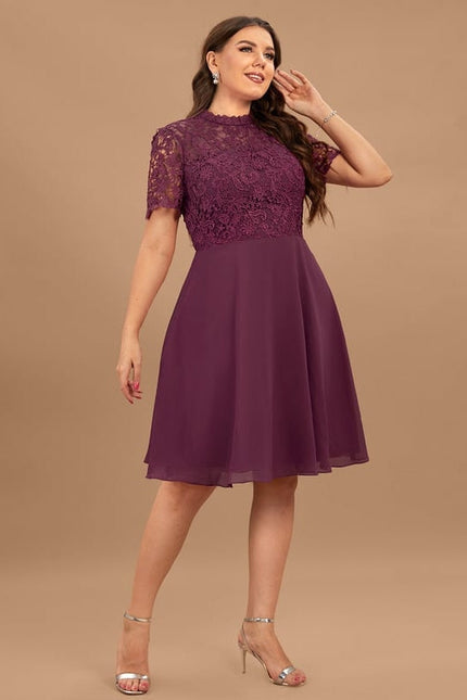 Robe Trapèze Violet Dentelle Douce - gallery 6