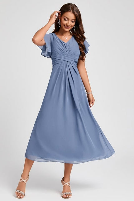 Robe Trapèze Florale Marine - gallery 3