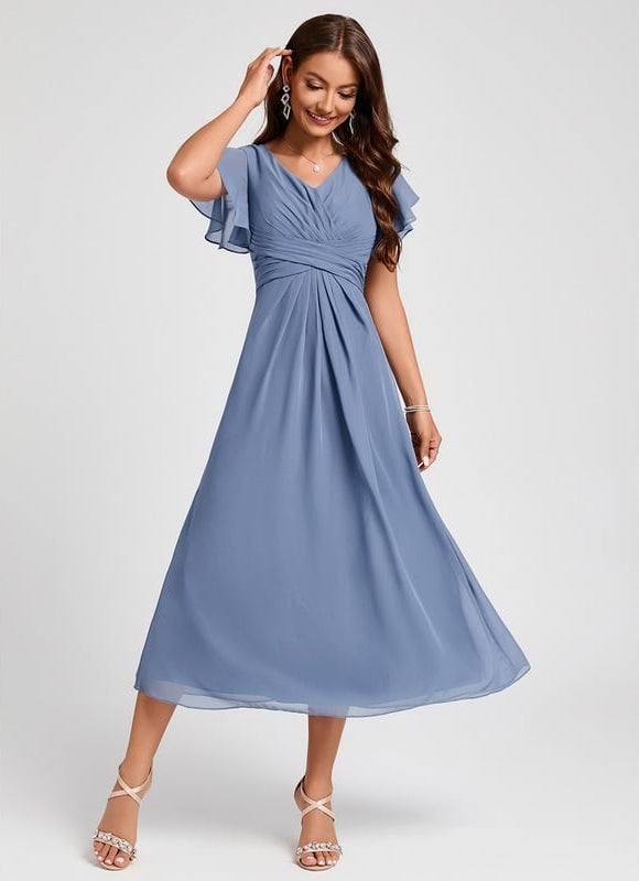 Robe Trapèze Florale Marine - gallery 3