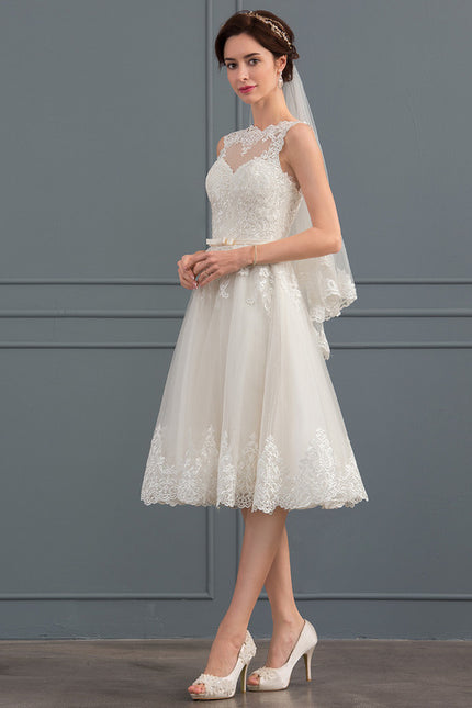 Robe Trapèze Ivoire Dentelle Satin Tulle - gallery 4