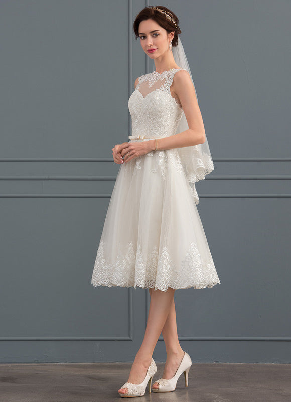 Robe Trapèze Ivoire Dentelle Satin Tulle - gallery 4