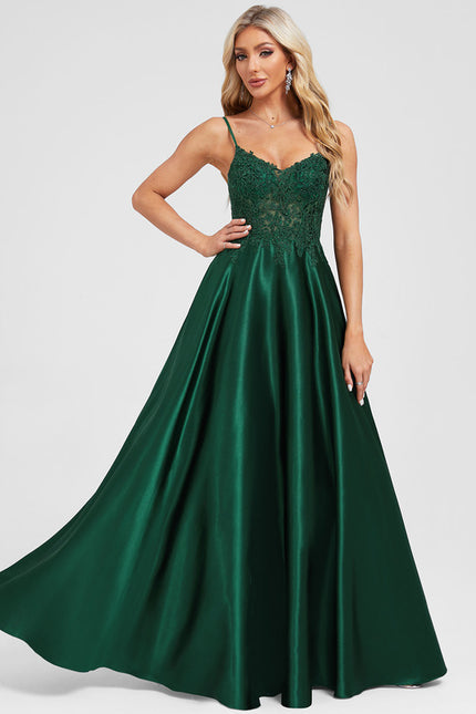 Robe Trapèze Éclat Émeraude Flottant - gallery 3