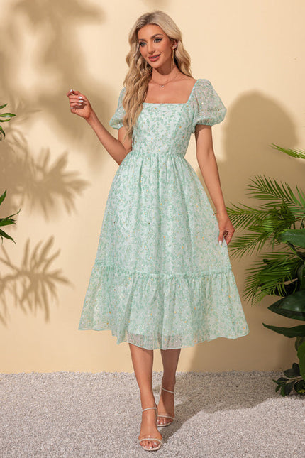 Robe Trapèze Midi Fleurie