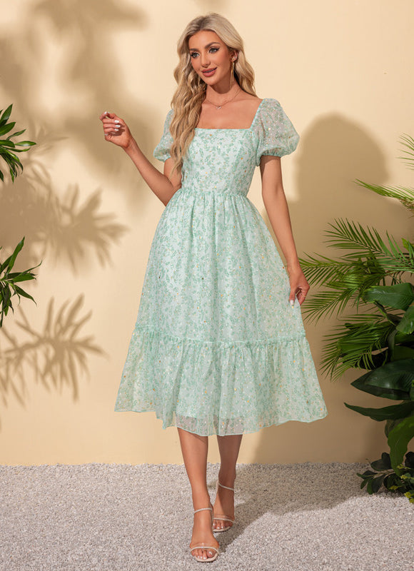 Robe Trapèze Midi Fleurie