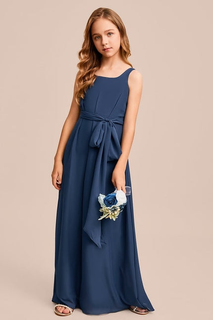 Robe Trapèze Mousseline Bleue - gallery 1