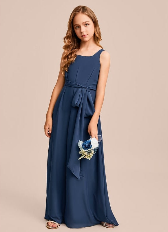 Robe Trapèze Mousseline Bleue - gallery 1