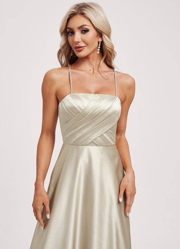 Robe Trapèze Satin Émeraude - gallery 3