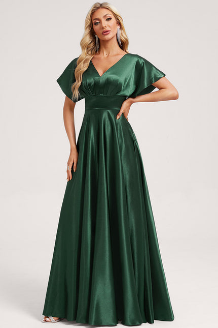 Robe Trapèze Satin Doré Élégante - gallery 1