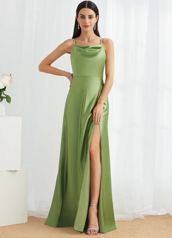 Robe Trapèze Satin Rose Élégante - gallery 1