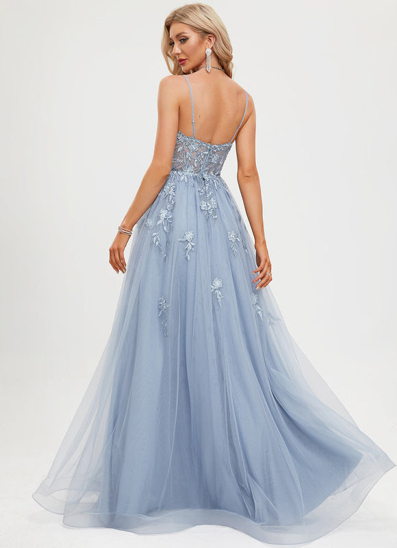 Robe Trapèze Tulle Azur Éthéré - gallery 4