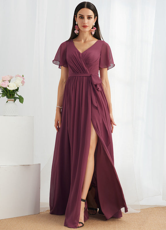 Robe Trapèze Longue Beige Élégante