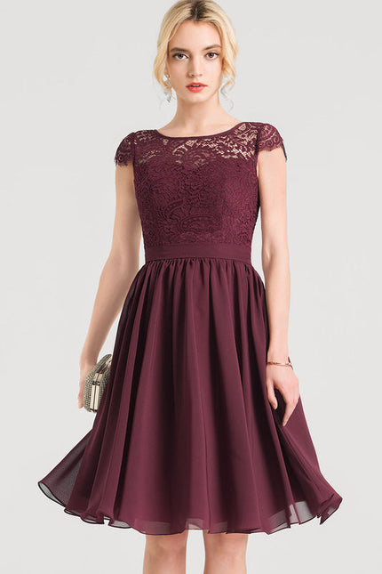 Robe Trapèze Violet Dentelle Douce - gallery 3