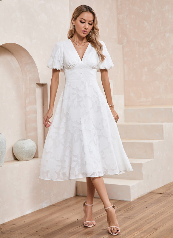 Robe Trapèze Nuageuse Élégante - gallery 6