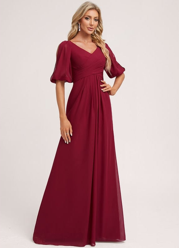 Robe Trapèze Longue Beige Élégante