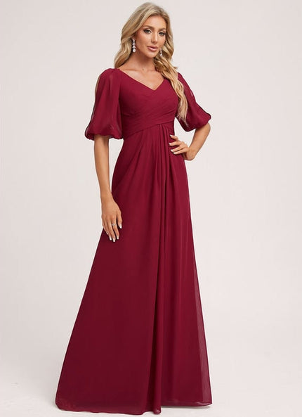 Robe Trapèze Longue Beige Élégante