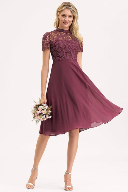 Robe Trapèze Violet Dentelle Douce - gallery 5