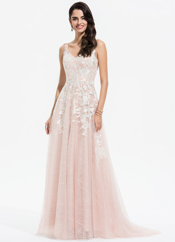 Robe Trapèze Blush Nude Avec Tulle