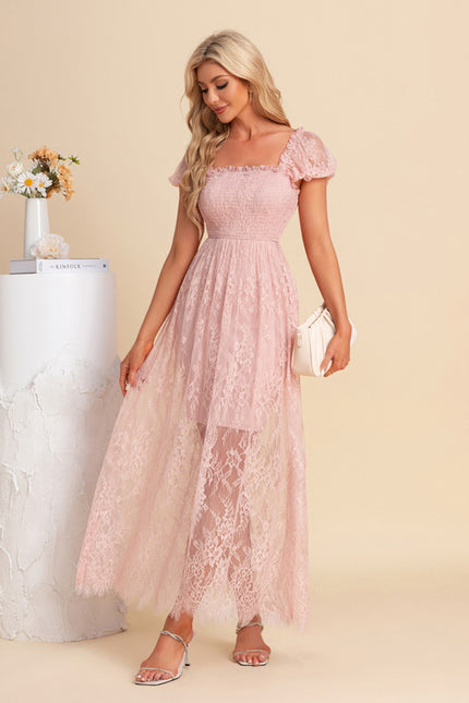 Robe Trapèze Dentelle Rosée - gallery 5